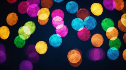 Colorful bokeh lights in a vibrant mix of hues create a festive atmosphere.