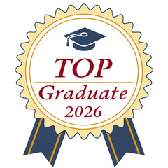 Graduation achievement ribbon with academic cap award