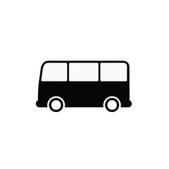 Vector cartoon bus icon isolated on white, a vintage red tour coach illustration