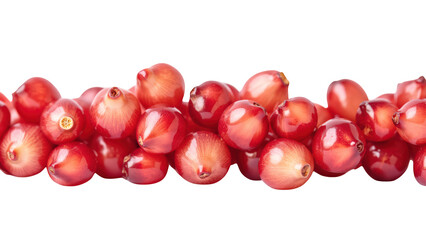 Fresh red berries arranged in line, showcasing their vibrant color and glossy texture, perfect for culinary use or decoration