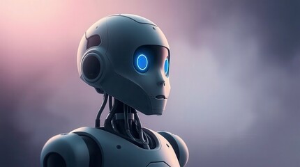 Fototapeta premium Intelligent Robot with Glowing Eyes