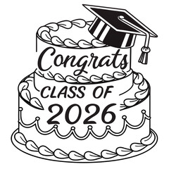 Graduation cake with cap and congratulations message