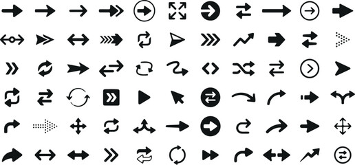 Black Arrow Brush Set – Vector, Direction, Navigation, Pointer, Guide, Brush Stroke, Graphic, Symbol, Curved, Abstract, Hand Drawn, Doodle, Isolated, Icon, Design Element, Path, Marker, Sketch