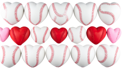 baseball hearts, valentine's day theme Isolated on transparent background