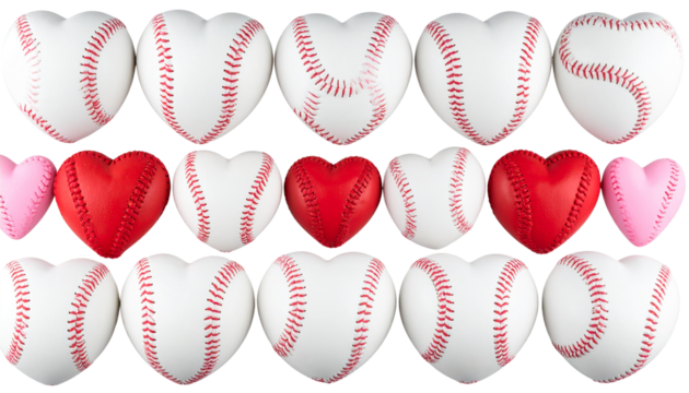 baseball hearts, valentine's day theme Isolated on transparent background