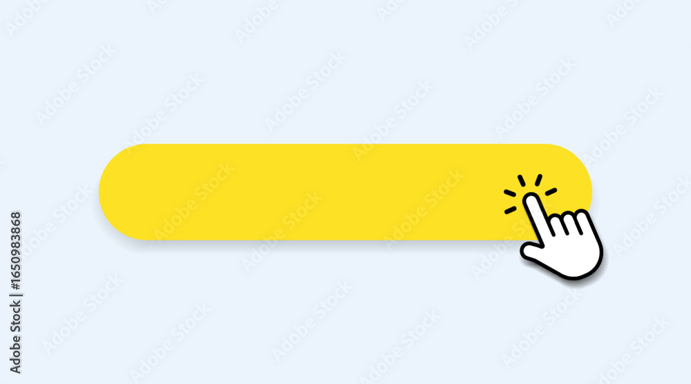 Poster click here web buttons with hand cursor. set of action button with arrow pointer. click button. mode