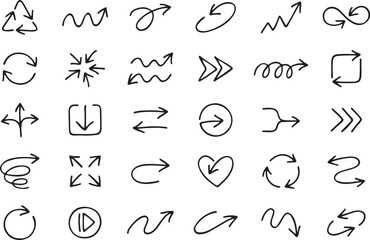 hand drawn arrows, sketch arrow vector, doodle navigation set, rough arrow doodles, casual arrow icons, freehand arrows, doodle pointer symbols, sketch arrows collection, informal arrow doodles, navig