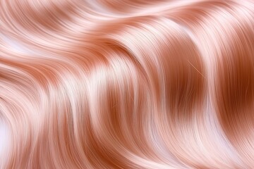A close-up of soft, wavy rose gold hair strands flowing elegantly.