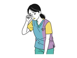 Sadness in Healthcare: An illustrative portrayal of a healthcare professional, conveying a sense of distress and exhaustion.