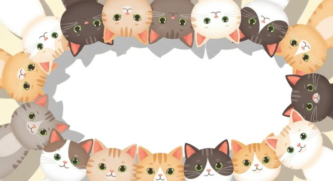 Cute Cartoon Cats Ring with Playful Expressions and Bright Colors on White Background