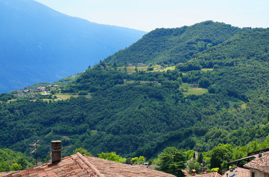 Landscape view from Vesio, Tremosine sul Garda mountains and villages