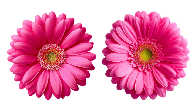 pink  peach and white daisy flower collection on transparent background.