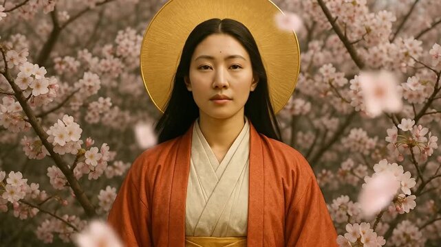 Amaterasu-ōmikami Shinto Goddess of the Sun Radiating Light, Divinity, and Life-Giving Energy in Japanese Mythology