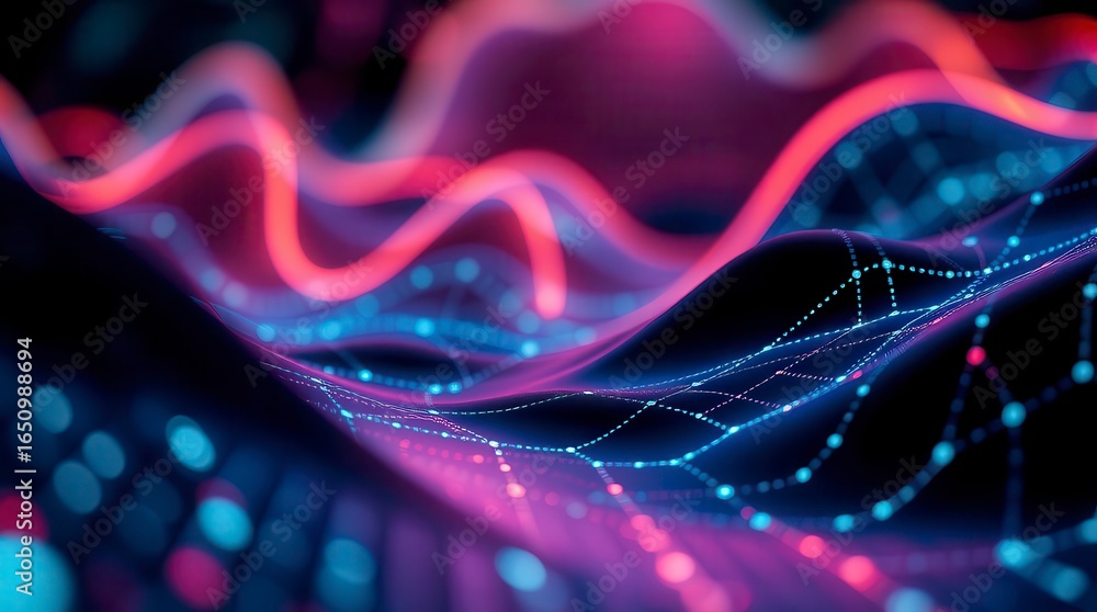 Poster digital wave data visualization