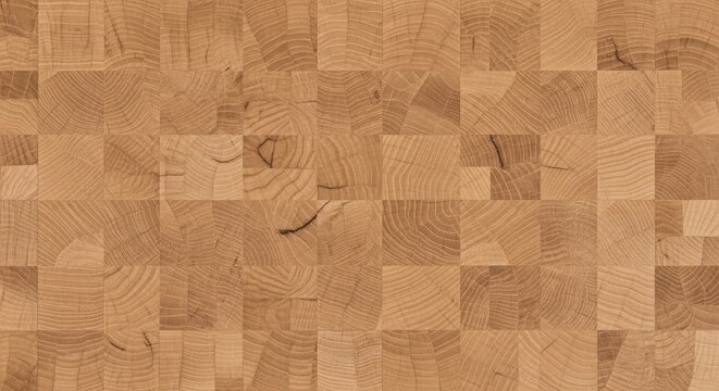 Butcher Block Texture End-Grain Wood Pattern with Checkerboard Design and Natural Details