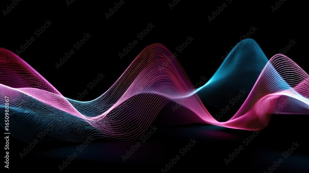 Poster abstract digital waveform of neon colors against black background perfect for technology data visual