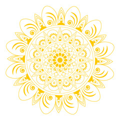 Vector art of yellow mandala flower pattern isolated on transparent background