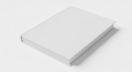 Blank White Book with Smooth Cover on White Background for Mockup and Design Use