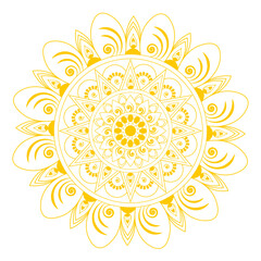 Vector art of yellow mandala flower pattern isolated on transparent background