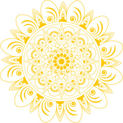 Vector art of yellow mandala flower pattern isolated on transparent background