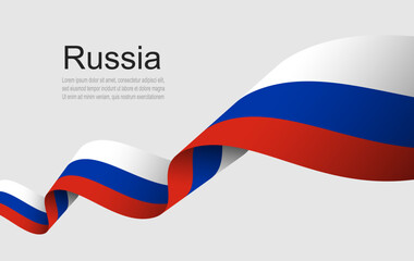 Russia flag on Waving ribbon, Russian Independence Day.
