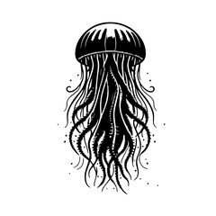 Stylized illustration of a jellyfish isolated on white background