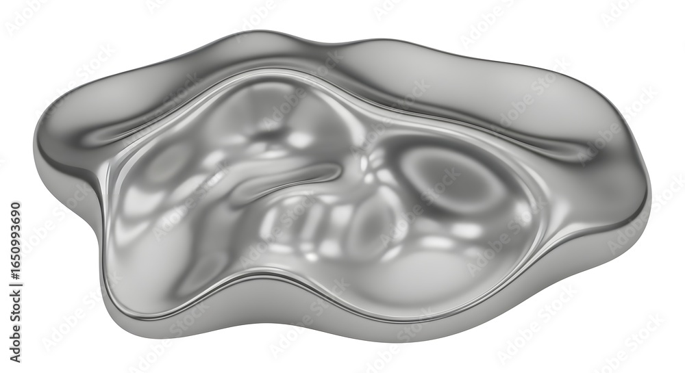 Poster silver metallic abstract shape with smooth curves for modern design