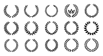 Collection of laurel wreath and crown emblem designs for awards and recognition