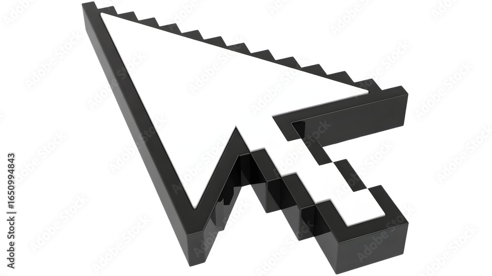 Fototapete a blue cursor with yellow rays on a white background in a digital rendering style image view