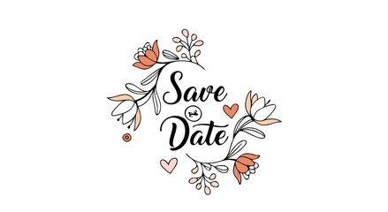 Elegant floral save the date wedding invitation announcement