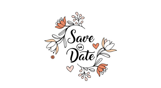 Elegant floral save the date wedding invitation announcement