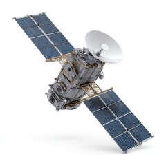 Satellite in space, solar panels deployed