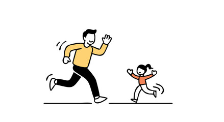 Father and daughter enjoying outdoor activities together in playful pursuit