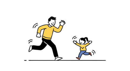 Father and daughter enjoying outdoor activities together in playful pursuit