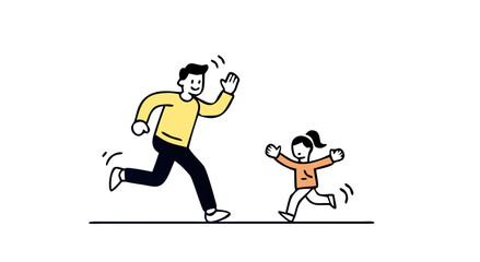 Father and daughter enjoying outdoor activities together in playful pursuit