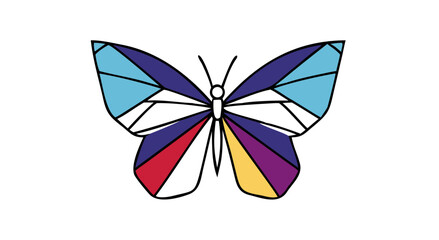 Vibrant geometric butterfly design celebrating diversity and transformation through colorful wings