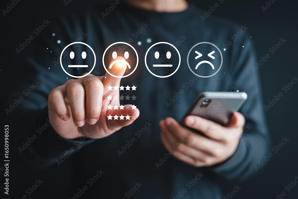 Poster online customer review interface showing low feedback, indicating dissatisfaction and the need for i