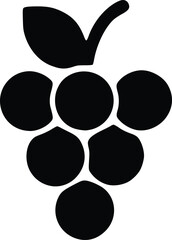 Simple black and white graphic of a bunch of grapes.