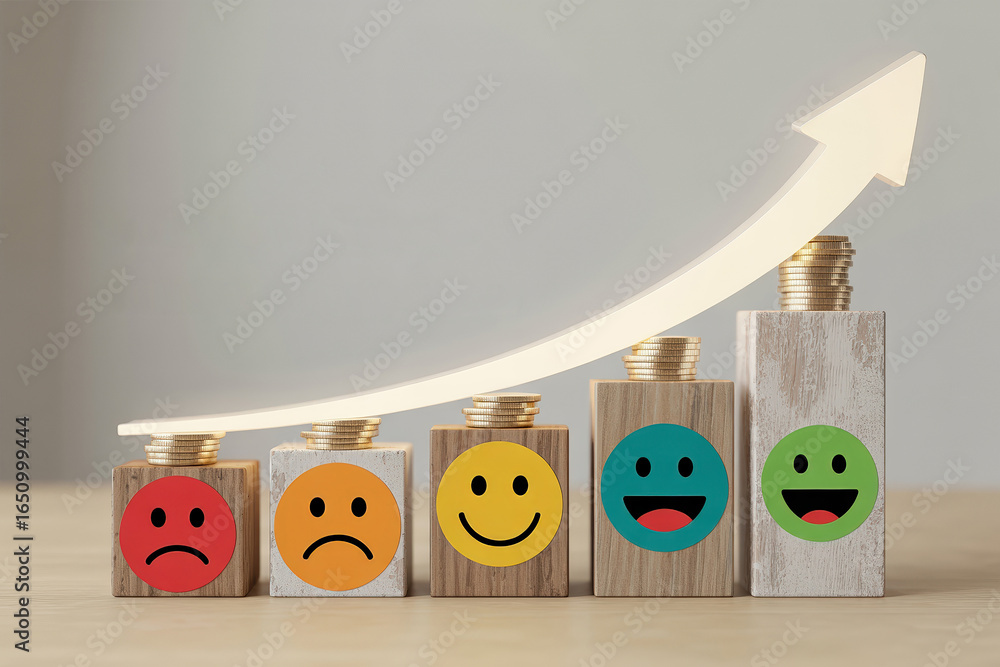 Poster positive progression acknowledging low feedback a visual depiction of improving sentiments and the g