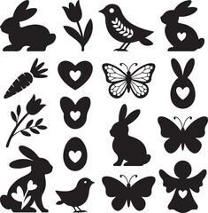 Fototapeta premium Rabbit Silhouette Vector – Bunny Animal DesignCute Rabbit and Bunny Vector Bundle for Easter and SpringWild Rabbit Silhouette Collection – Animal Clipart Vector