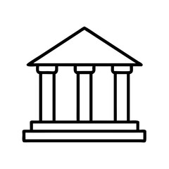 Fototapeta premium Simple line drawing of a classical building with columns 
