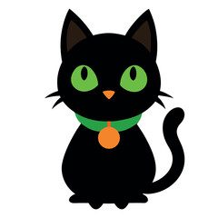 Whimsical black cat with glowing pumpkin eyes perfect for halloween celebrations