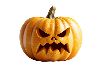 Scary carved pumpkin with a fierce expression