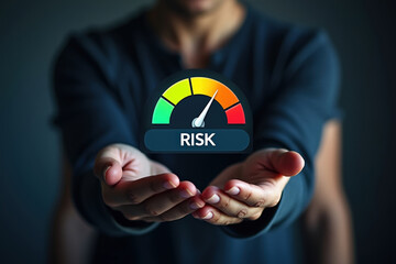 Risk Assessment Gauge Displaying Low Feedback Levels Held by Person, Indicating Potential Issues and Areas for Improvement in Performance Analysis
