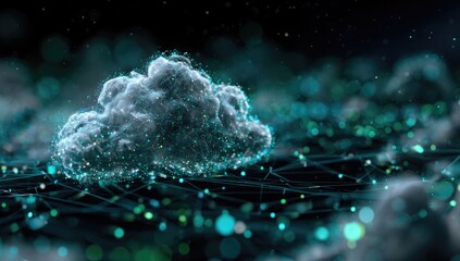 Abstract digital cloud on a network grid