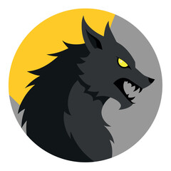 Mysterious werewolf howling at a full moon under a dark starry night sky