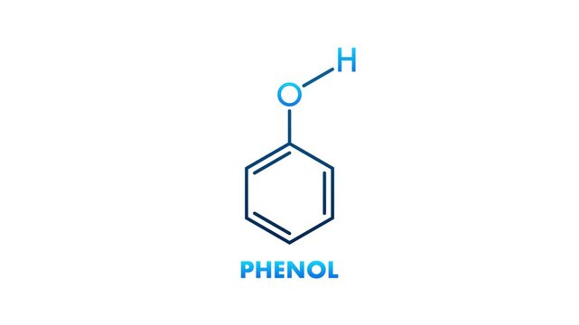 Phenol Molecular Structure on White and Green Screen Background