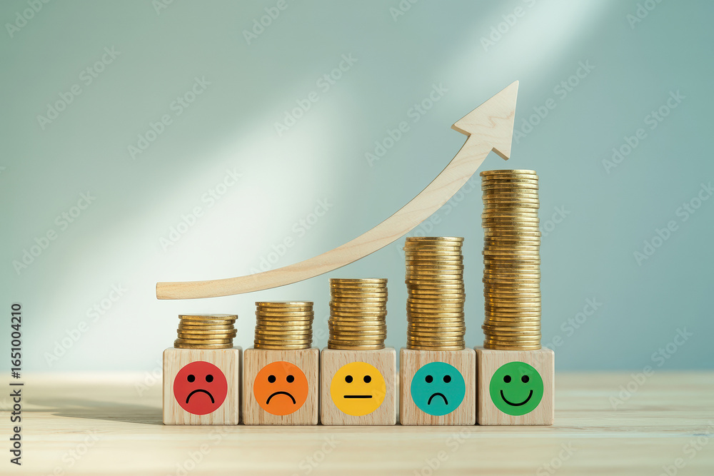 Poster sentiment growth acknowledging low feedback a visual representation of improving customer satisfacti
