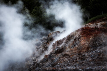 Geothermal Landscape of the Biancane Site in Tuscany with Natural Steam Vents