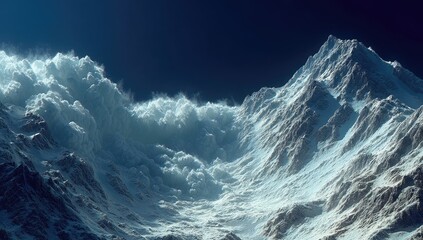 Snow-capped mountain range with dramatic clouds